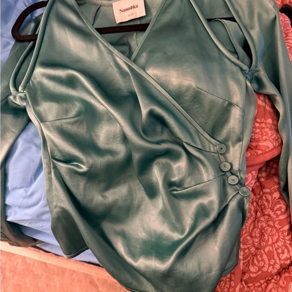 Nanushka Vibrant Green Wrap Blouse - Picture 7 of 7